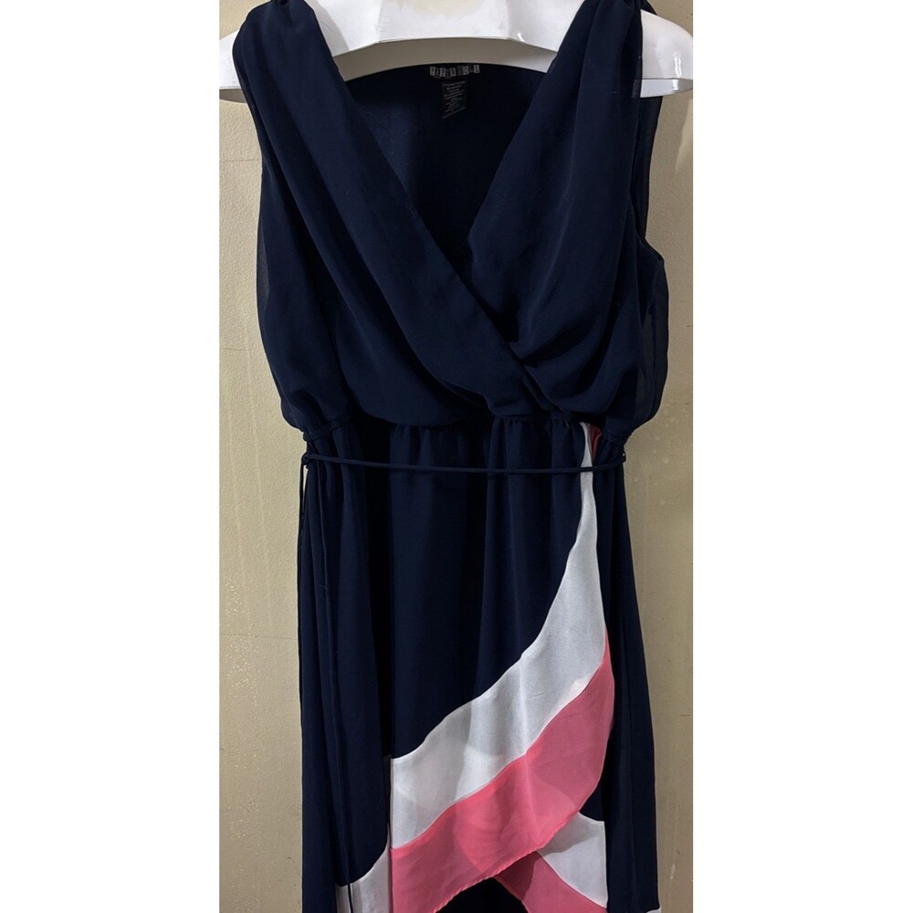 Paper Doll Plus Size Sleeveless Dress High Low Flowy Multicolor Belted D